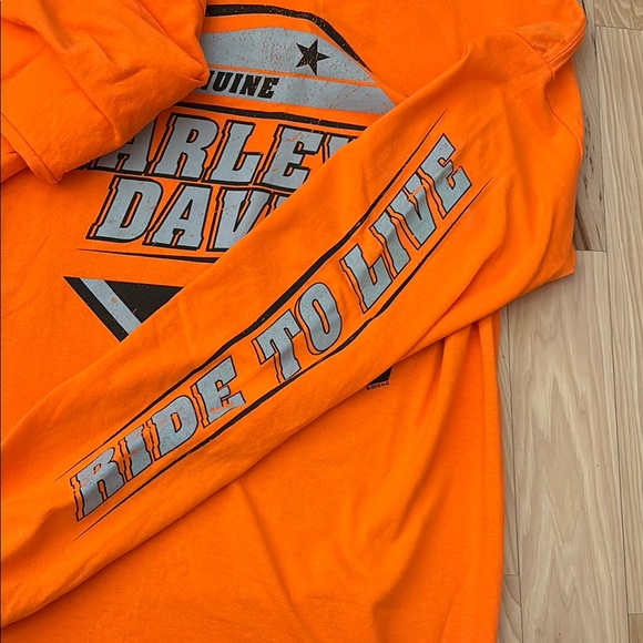 Harley-Davidson Men’s Orange Long Sleeve Shirt SZ M - Picture 5 of 7